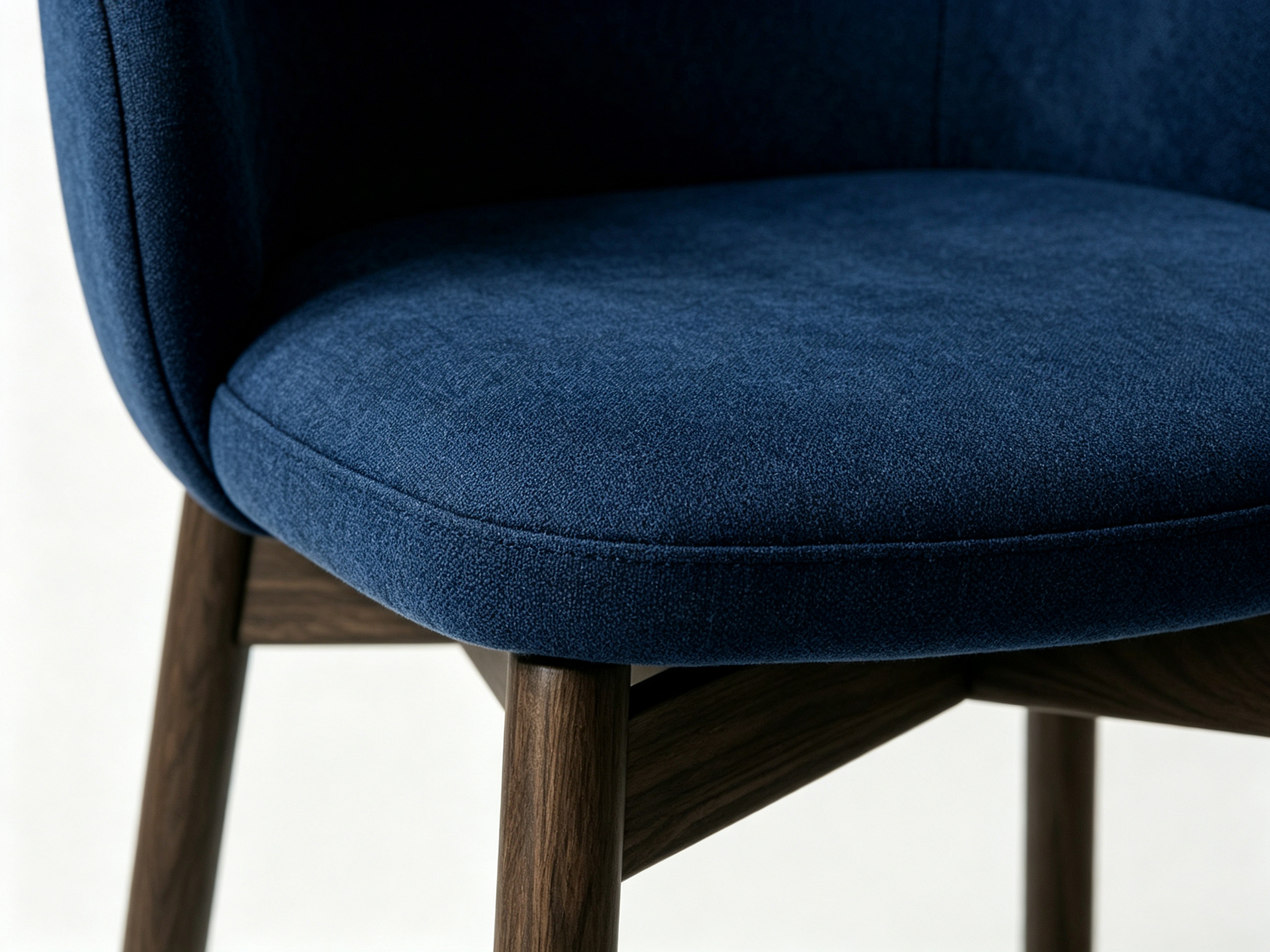 NAVERO Luxury Solid Oak Dining Chair with Curved Upholstered Backrest and Midnight Blue Performance Fabric by MERAKI — view 10