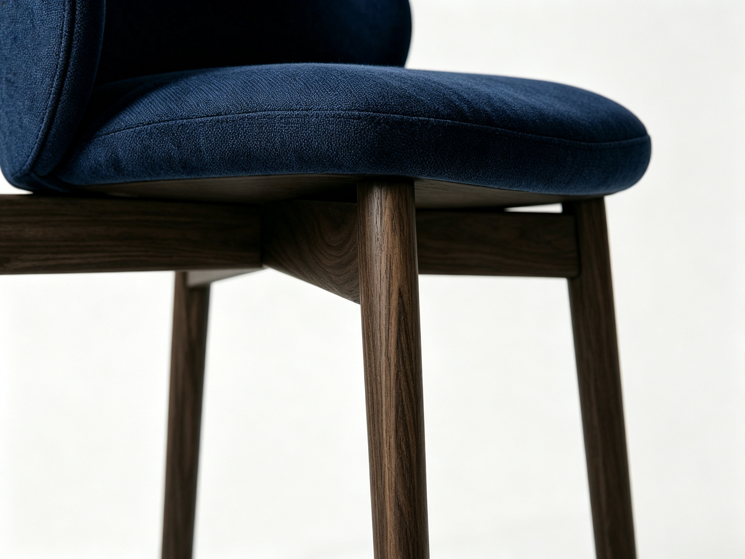 NAVERO Luxury Solid Oak Dining Chair with Curved Upholstered Backrest and Midnight Blue Performance Fabric by MERAKI — view 11
