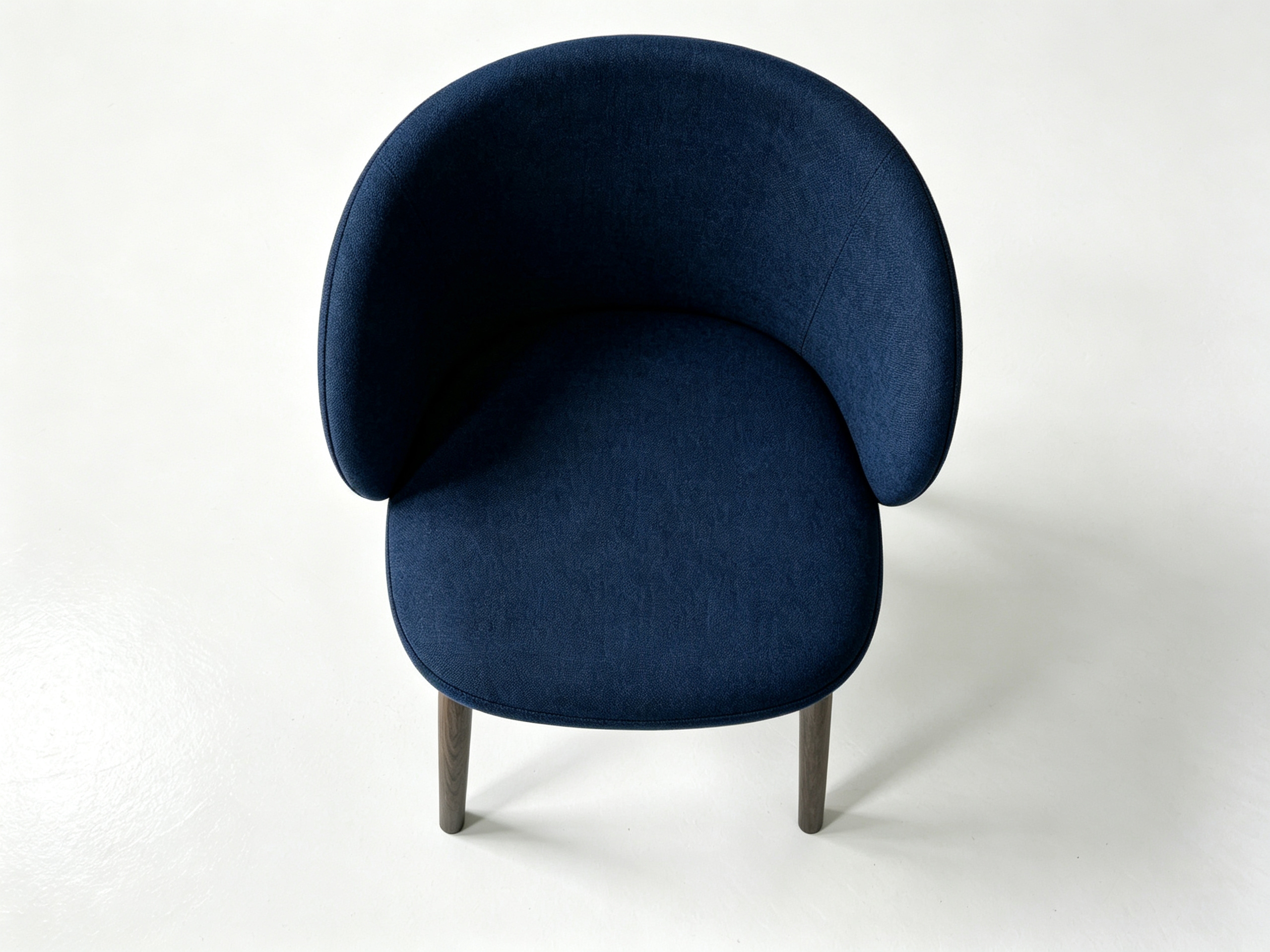NAVERO Luxury Solid Oak Dining Chair with Curved Upholstered Backrest and Midnight Blue Performance Fabric by MERAKI — view 12