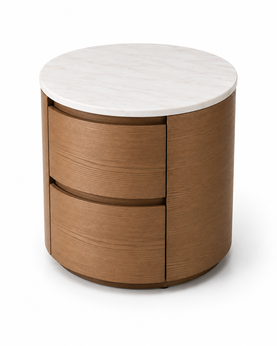 SORANO Luxury Night Table with Natural White Marble Top, Natural Oak Veneer Finish and Dual Soft-Close Drawers by MERAKI — view 6