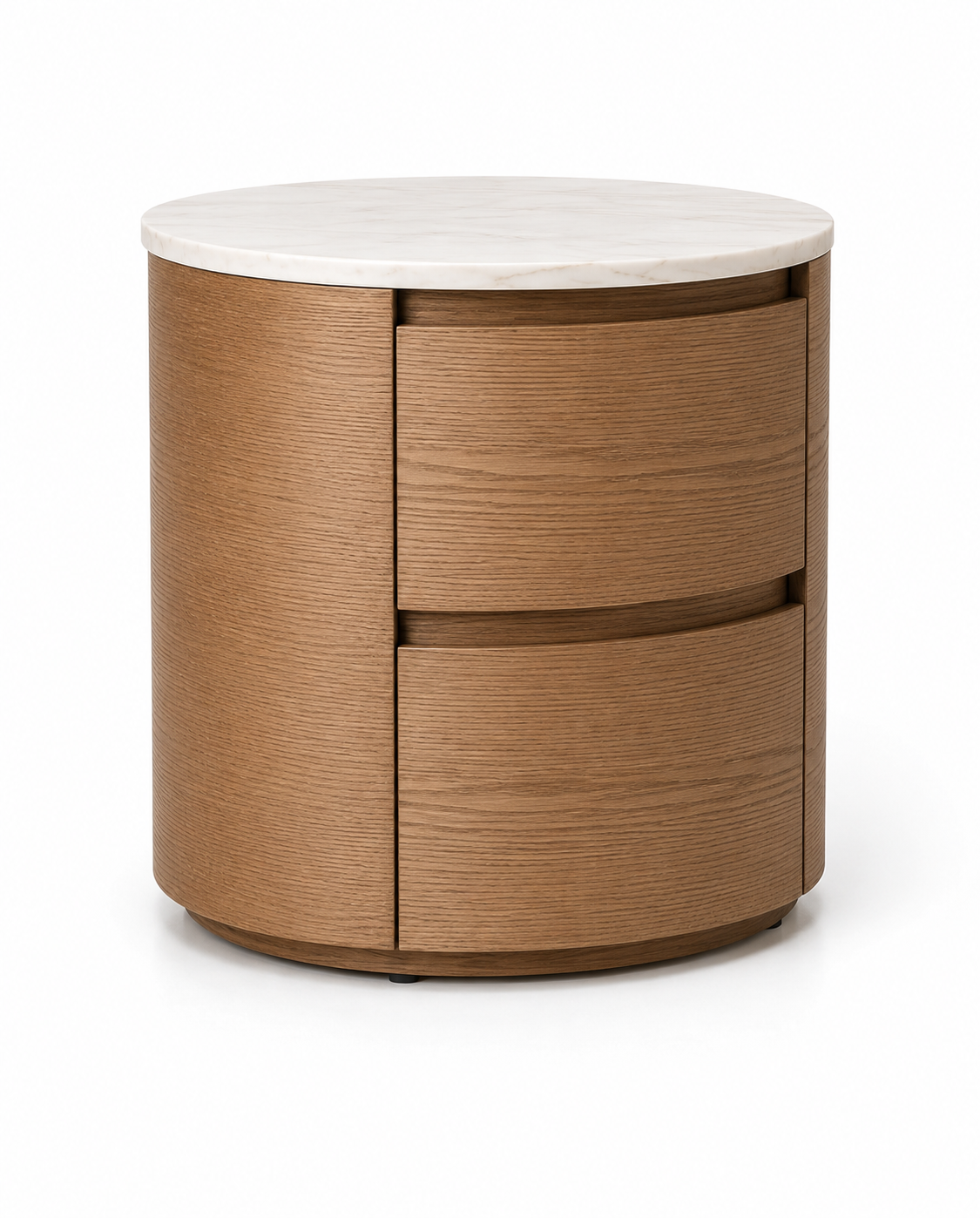SORANO Luxury Night Table with Natural White Marble Top, Natural Oak Veneer Finish and Dual Soft-Close Drawers by MERAKI — view 7