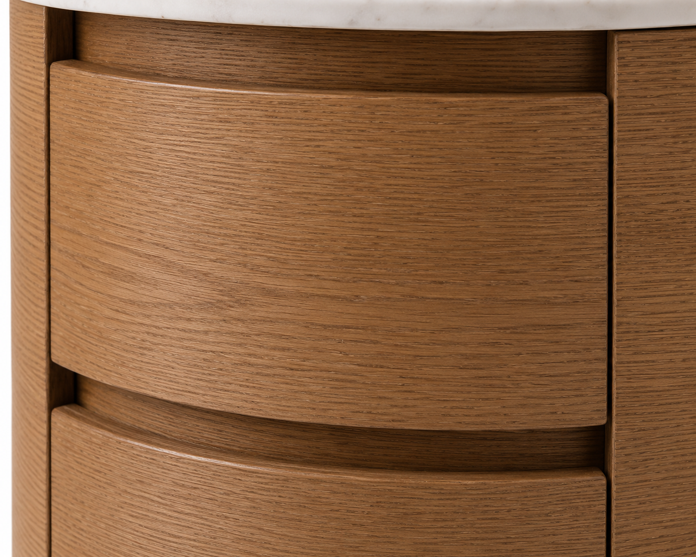 SORANO Luxury Night Table with Natural White Marble Top, Natural Oak Veneer Finish and Dual Soft-Close Drawers by MERAKI — view 9