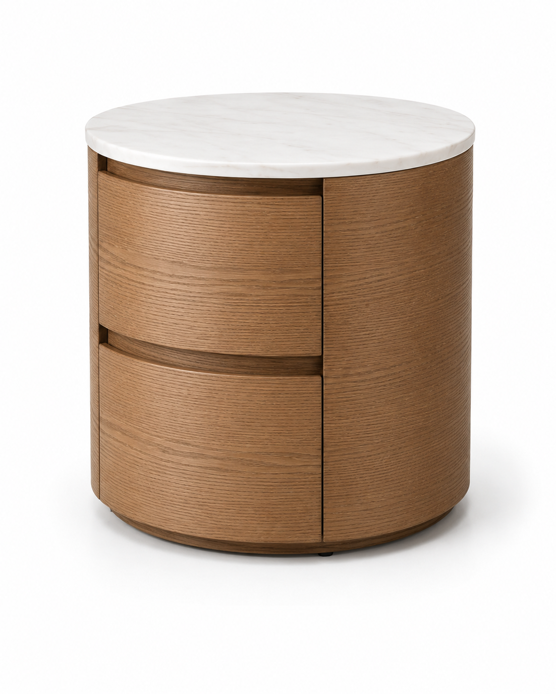 SORANO Luxury Night Table with Natural White Marble Top, Natural Oak Veneer Finish and Dual Soft-Close Drawers by MERAKI — view 10