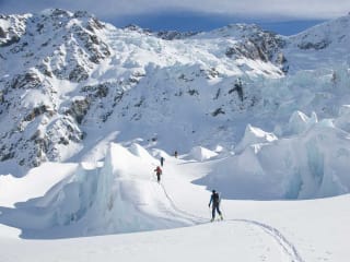 Guided Ski Touring & Split-boarding Trips feature image - Ski touring on the Mannering Glacier, Aoraki Mount Cook National Park