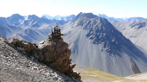 Tekapo Hut to Hut Trek | Adventurous multi-day trekking in the Mackenzie High Country - Gamack Range Traverse - on the ridge above Falcon's Nest Hut 1