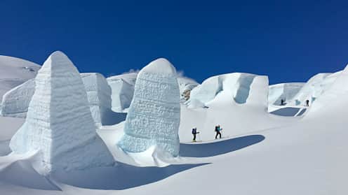 Mount Cook & Westland Glacier Ski & Split-board Adventures | Experience New Zealand’s most spectacular glacier  touring terrain - Ski touring through Canyon Lands on the Tasman Glacier 1