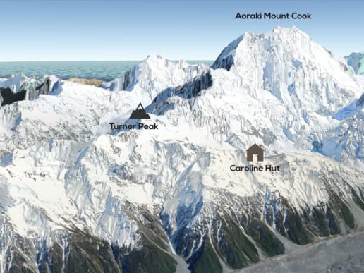 New Zealand Alpine Climbing, Mountaineering Instruction & Guided Ascents - Guided Alpine Ascents in New Zealand - Turner Peak - Turner Peak - aerial picture - Turner Peak - aerial picture 3