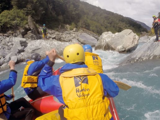 New Zealand Alpine Hikes, Trekking & Snowshoeing - New Zealand Trek & Raft Adventures - Brodrick Pass - Landsborough Trek & Raft - Landsborough River - challenging rapids - Landsborough River - challenging rapids 18