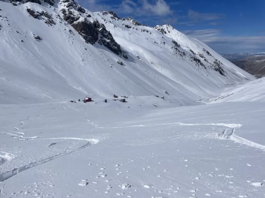 New Zealand Backcountry Skiing & Split-boarding - New Zealand Ski Traverses & Backcountry Expeditions - Cass Valley Haute Route - Ski tracks above O'Leary's Hut, Cass Valley Haute Route, Lake Tekapo - Ski tracks above O'Leary's Hut, Cass Valley Haute Route, Lake Tekapo 5