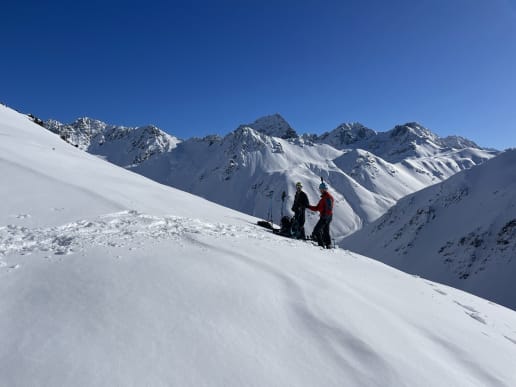 New Zealand Alpine Hikes, Trekking & Snowshoeing - New Zealand Snowshoe Hikes & Winter Treks - Cass Valley Snowshoeing - Views of the Southern Alps from a high pass above Falcon's Nest Hut, Cass Valley Snowshoeing - Cass Valley Snowshoe Adventure - remote wilderness snowshoeing in the Lake Tekapo Backcountry 2