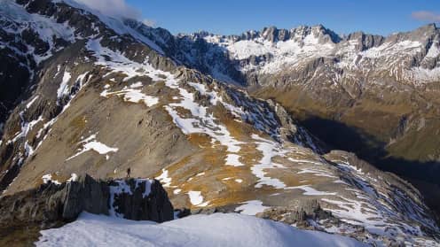 New Zealand Trans-Alpine Journeys, Crossings & Traverses | The best mountain adventure journeys in the Southern Alps - Brodrick Pass on the Main Divide of New Zealand's Southern Alps 1