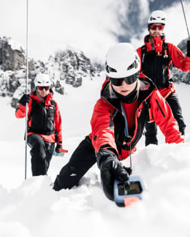 Safety Research - ORTOVOX Safety Academy - Ortovox equipment being used to perform an avalanche rescue