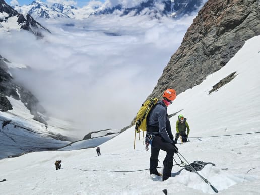 New Zealand Alpine Climbing, Mountaineering Instruction & Guided Ascents - Mountaineering Skills & Alpine Climbing Courses - Intensive Mountaineering Skills Course - Mountaineering course participants climbing Turner Peak - Putting alpine skills to the test - mountaineering course climbing Turner Peak, Aoraki Mount Cook National Park 9