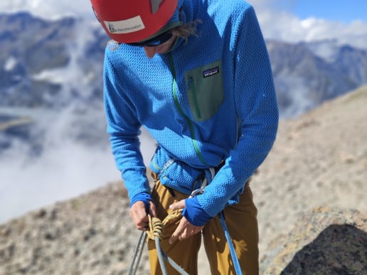 New Zealand Alpine Climbing, Mountaineering Instruction & Guided Ascents - Mountaineering Skills & Alpine Climbing Courses - Intensive Mountaineering Skills Course - Using a prussic as an abseil backup in alpine terrain, mountaineering instruction, Aoraki Mount Cook National Park - Learning how to use a prussic as an abseil backup, mountaineering skills instruction, Aoraki Mount Cook 11