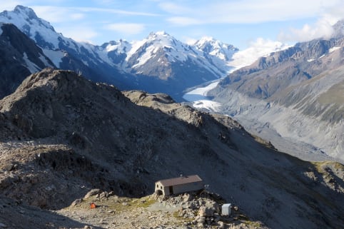 Venue: Caroline Hut (summer) - Caroline Hut on Ball Ridge, Aoraki Mount Cook National Park - summer conditions
