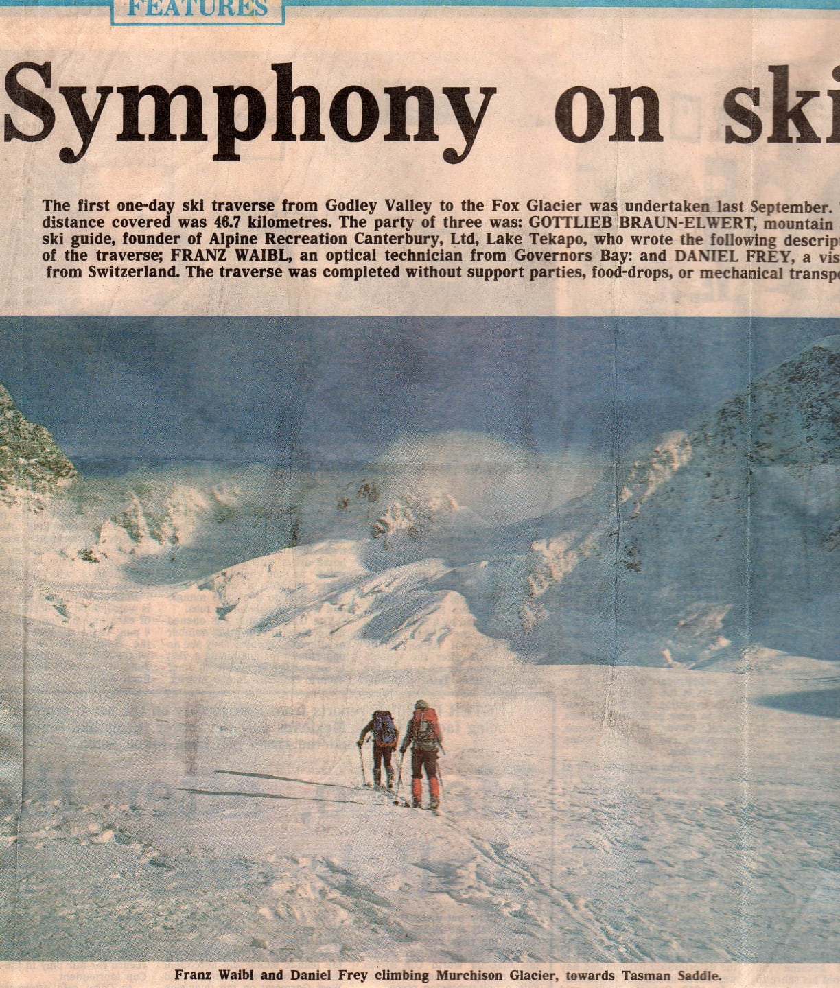 Articles - The Symphony on Skis - The Symphony on Skis - original article published in the Christchurch Press 1986