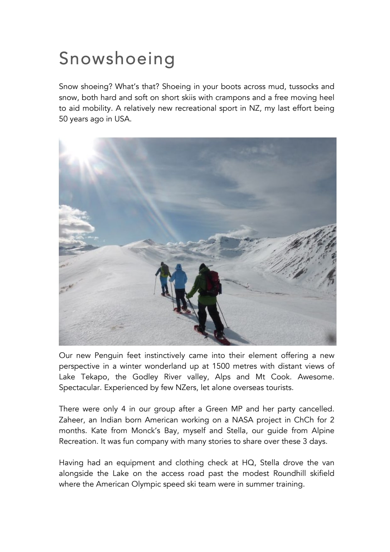 Articles - Snowshoeing - Snowshoeing - by Michael Earle