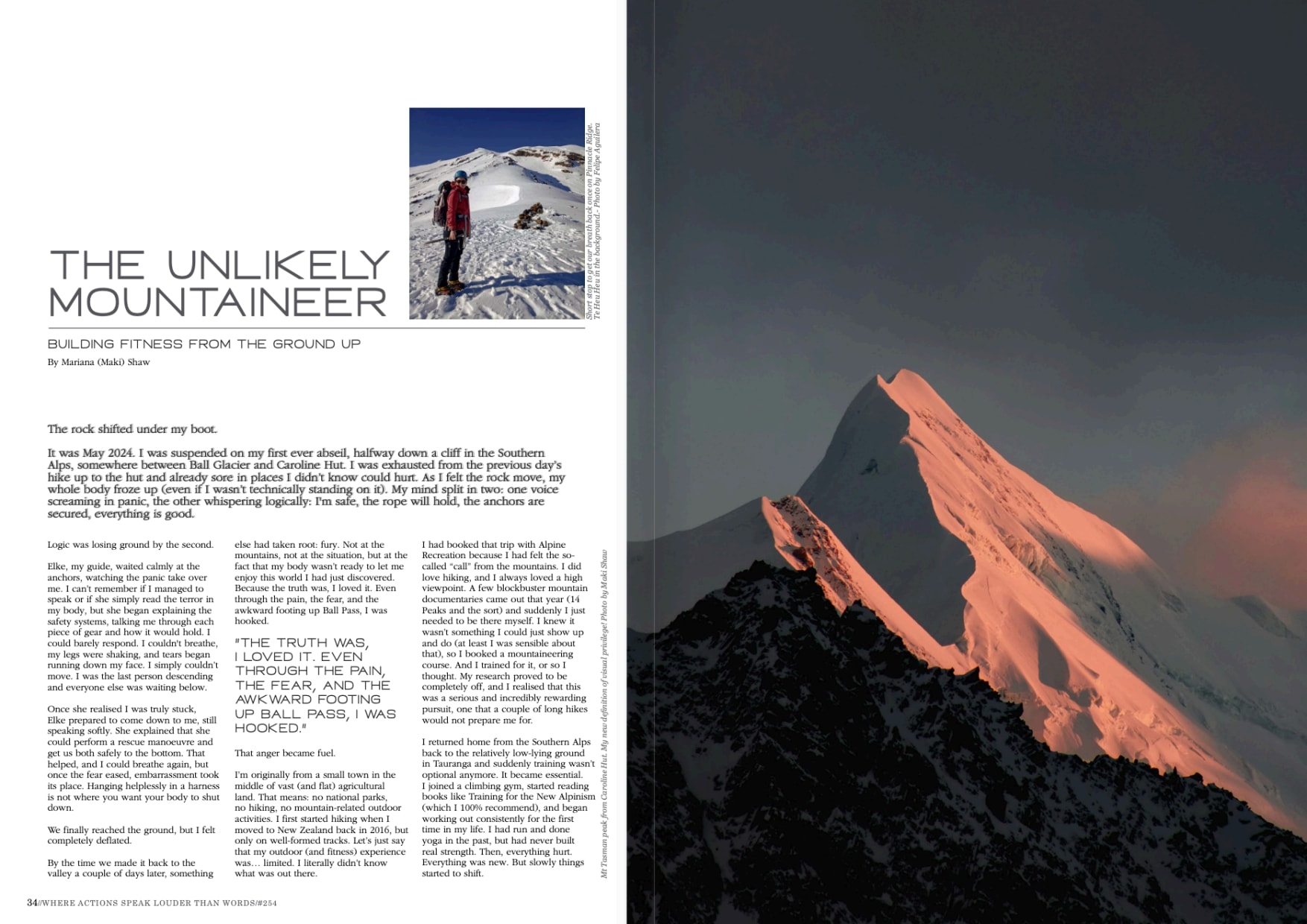 Adventure Magazine article "The Unlikely Mountaineer" by Mariana Shaw