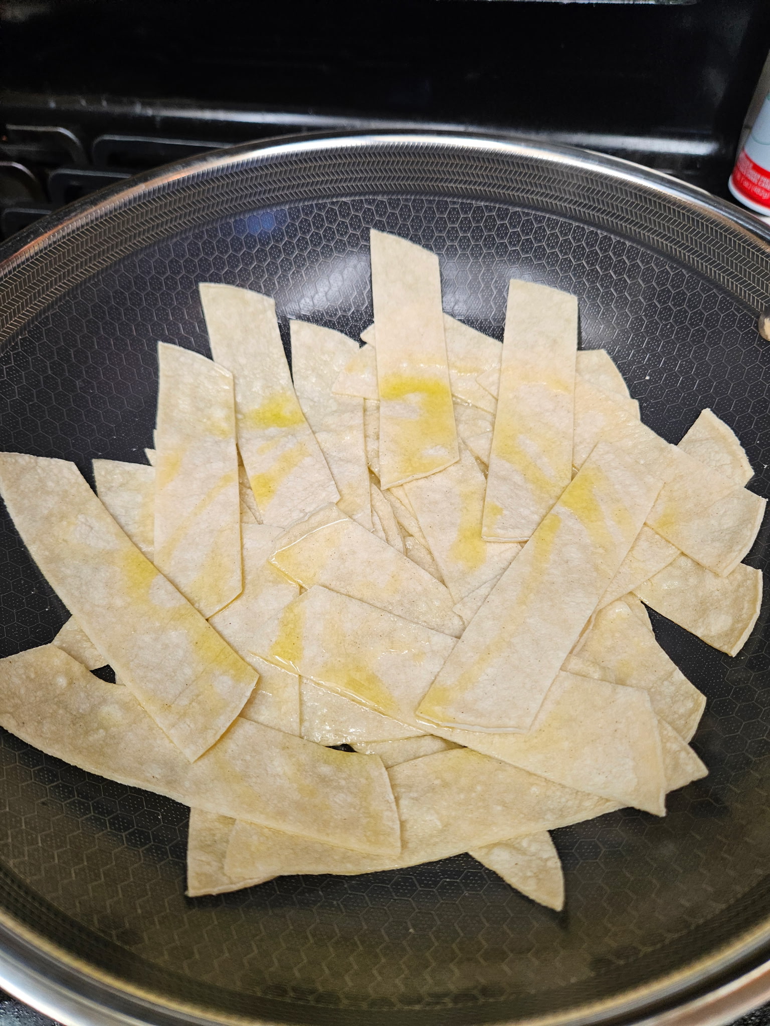 Cooking tortilla strips