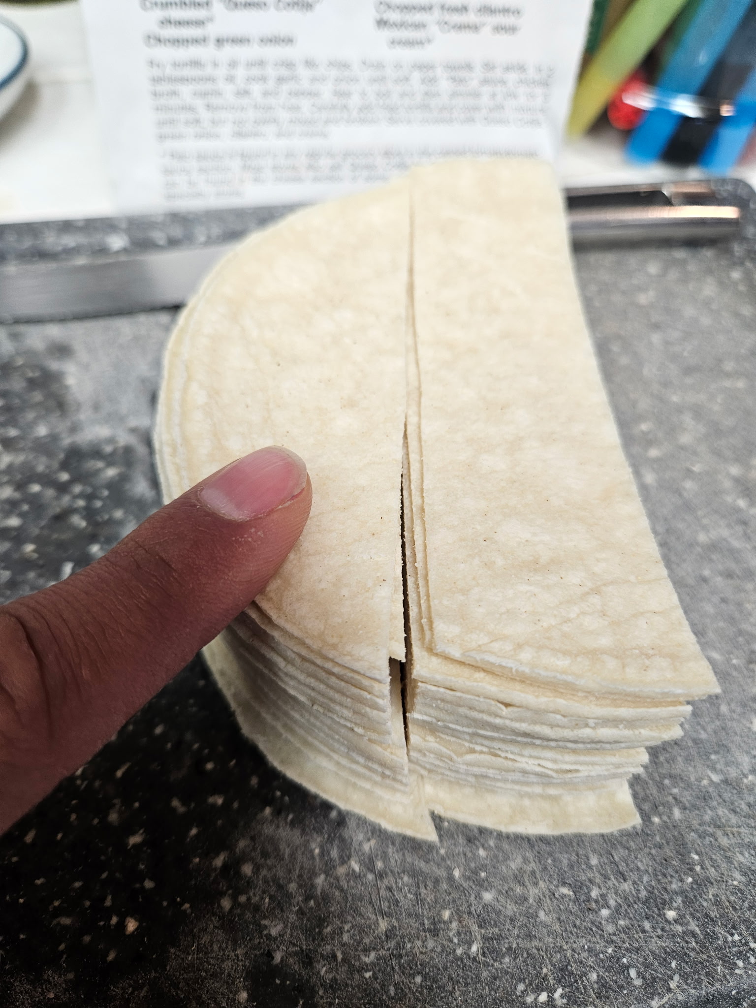 Cutting the tortilla strips