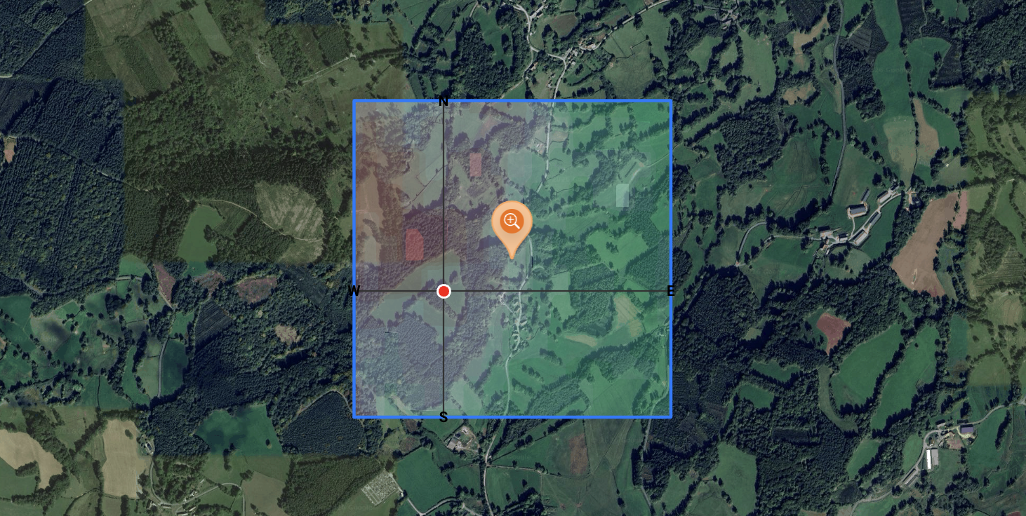Visualisation du maillage de 441 points sur la carte
