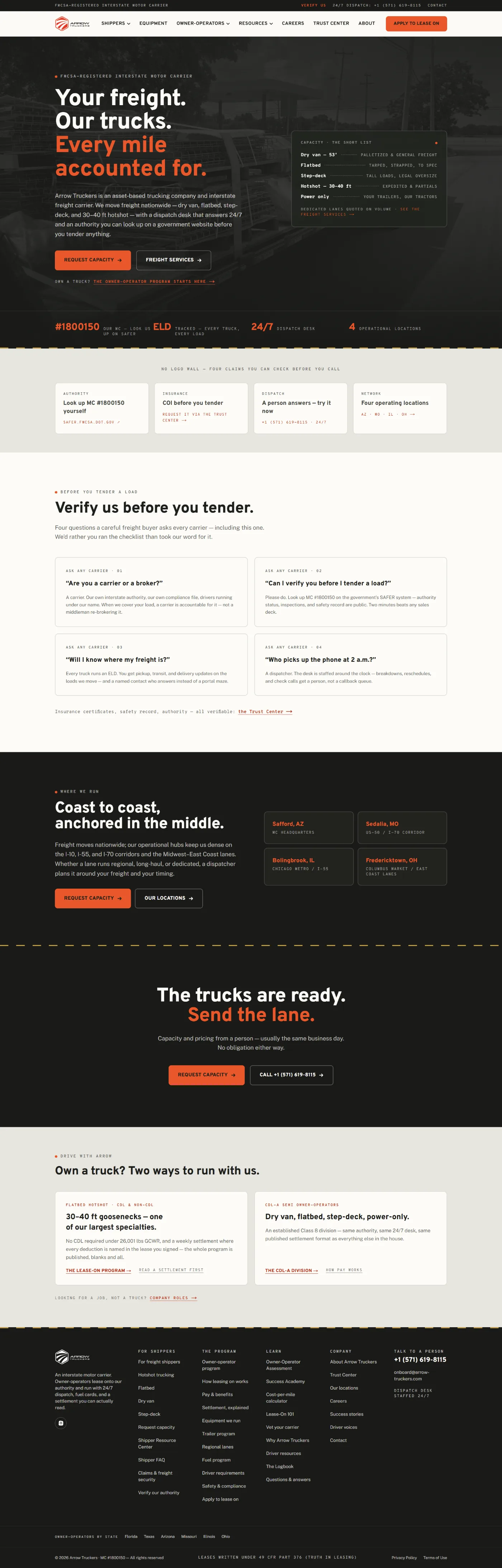 Arrow Truckers — full page screenshot