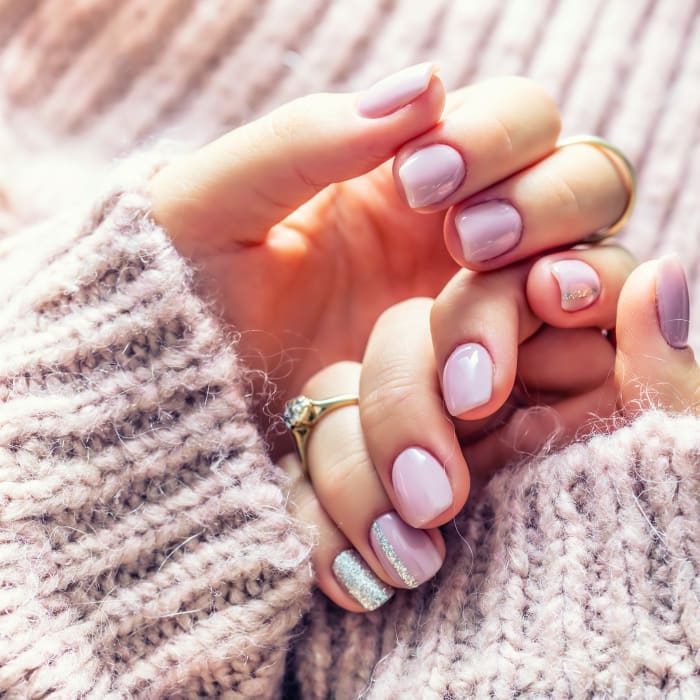 Plum bridal manicure