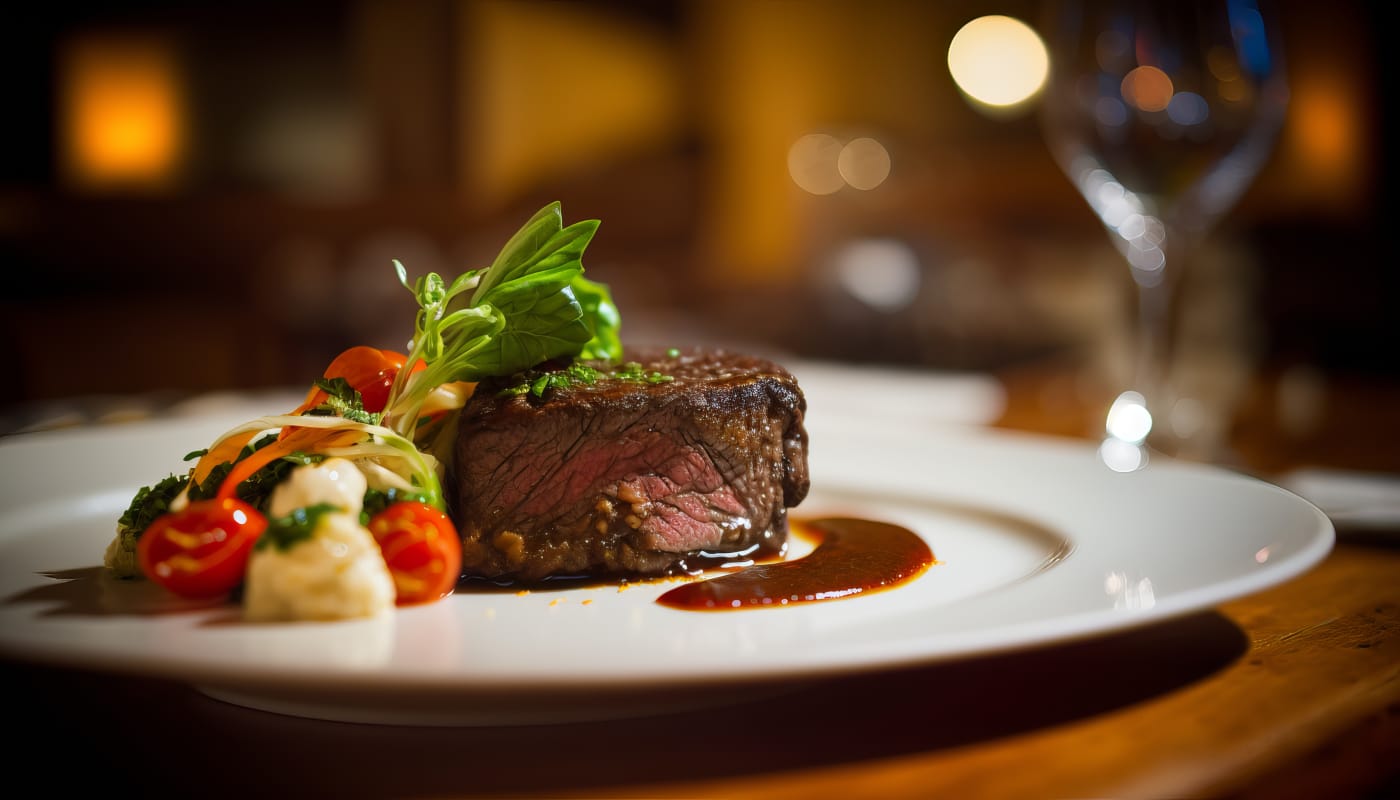 Grilled steak resting on a board