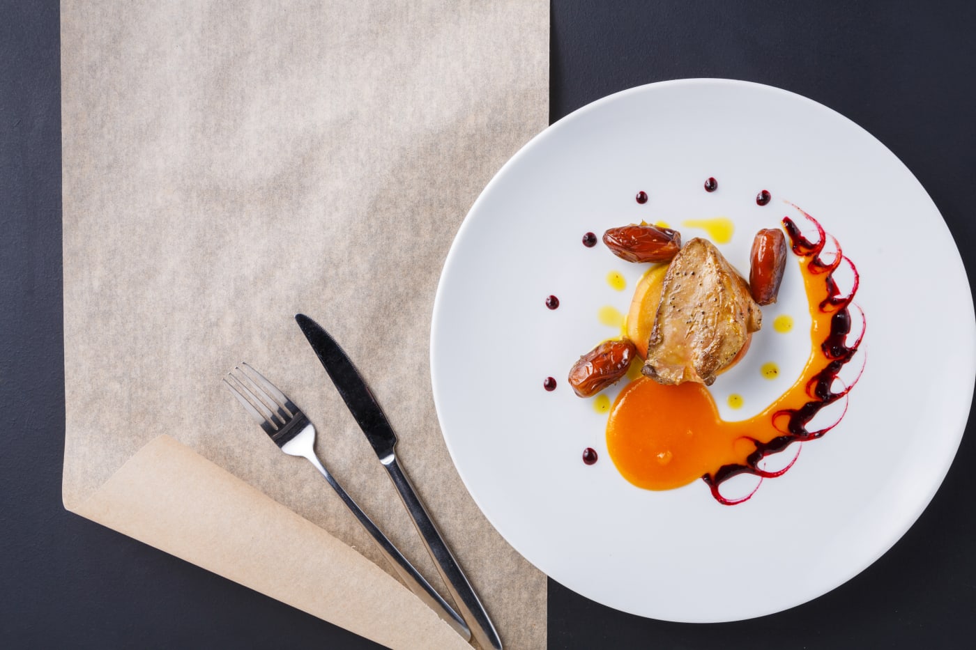 Plated fine-dining dish with garnish