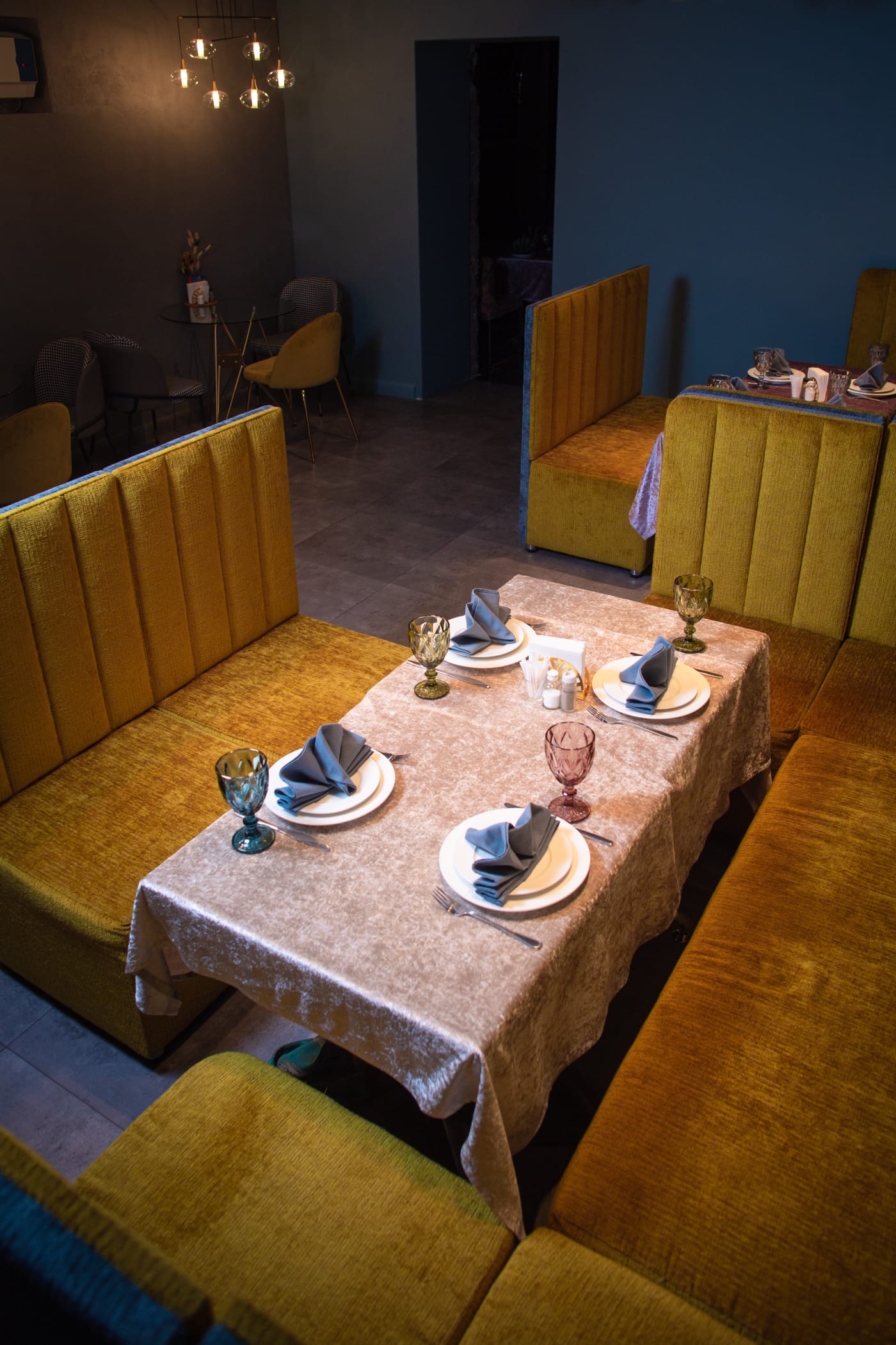 Candlelit dining room interior