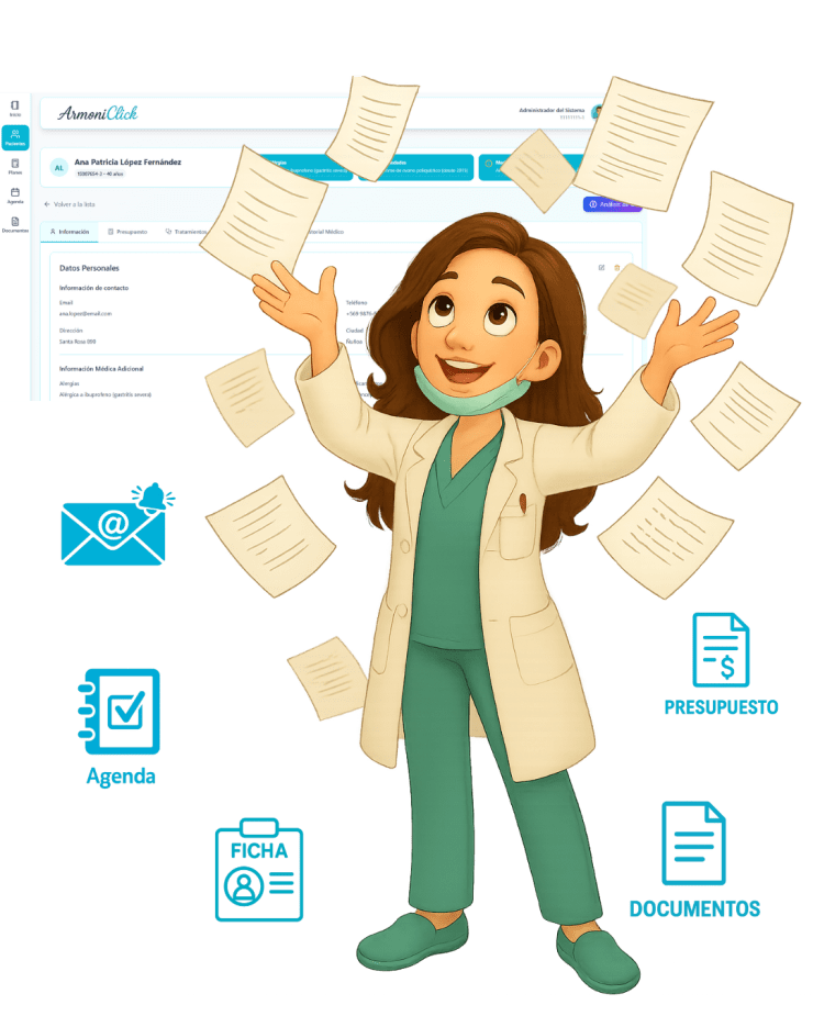 Profesional de salud usando ArmoniClick