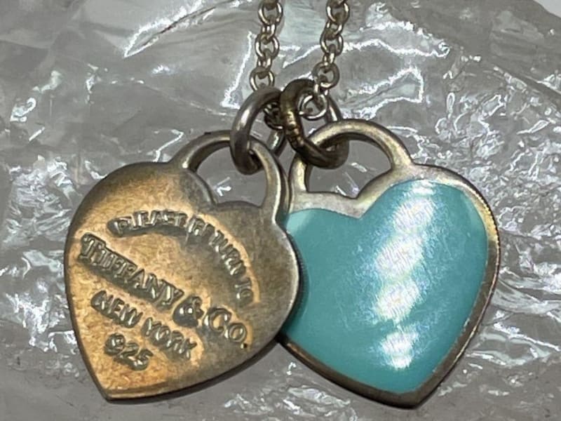 Tiffany & Co 925 Sterling Enamel Please Return Heart Pendant Necklace 2.7g