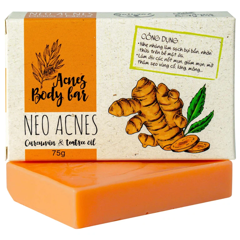Xà phòng Acnes Body Bar Neo Acnes Curcumin And Teatree Oil làm sạch bụi bẩn, dầu nhờn trên da (75g)