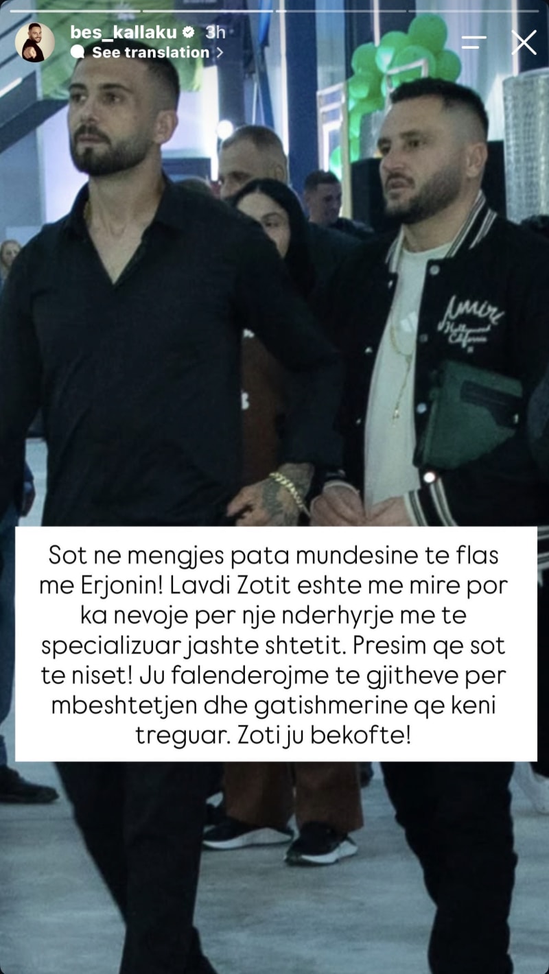 “Fola me të këtë mëngjes”/ Bes Kallaku jep lajmin e fundit për Erjon Vishkullin pas plagosjes së rëndë…