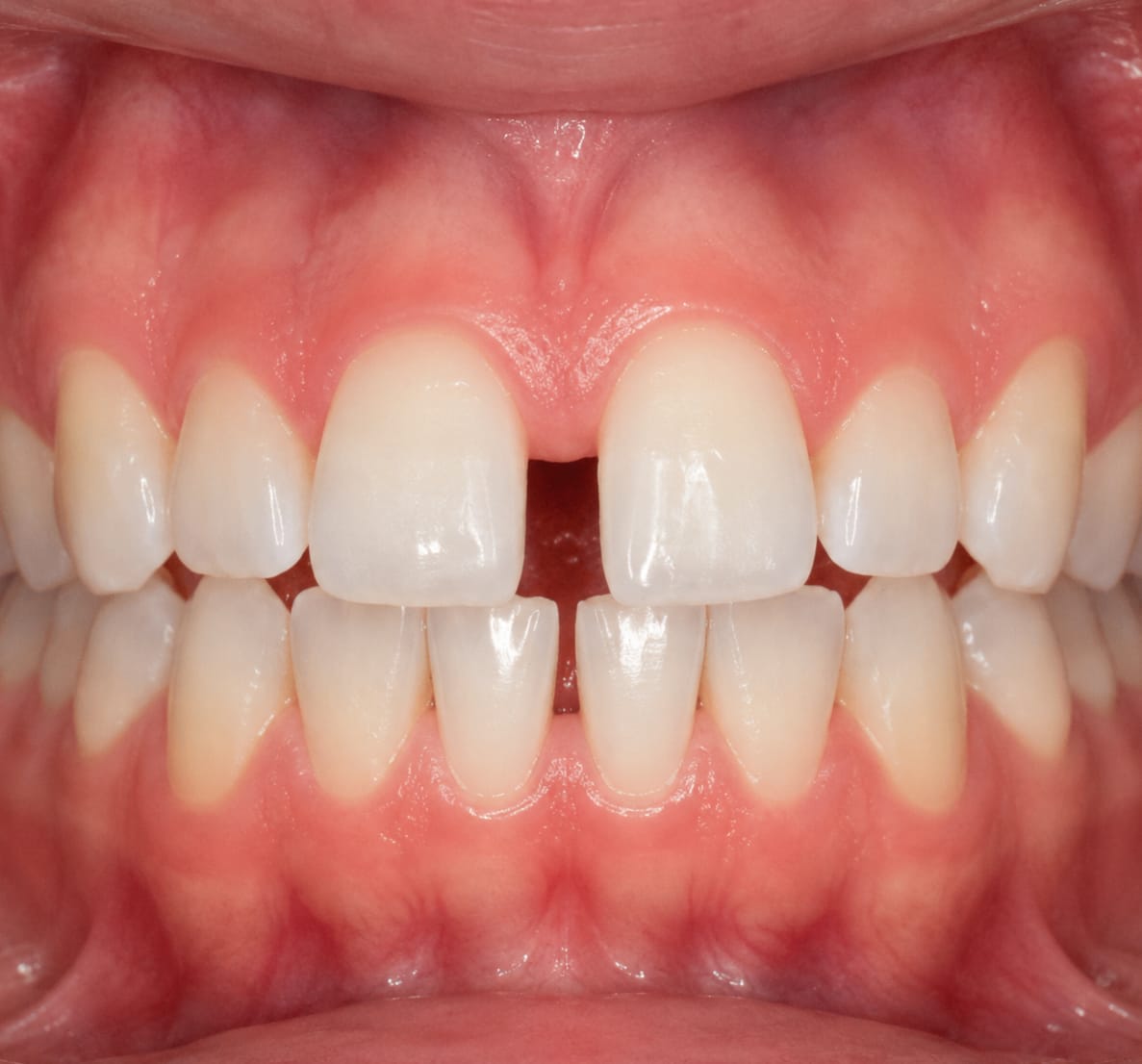 Caso clínico: diastema con un espacio visible entre los incisivos centrales superiores