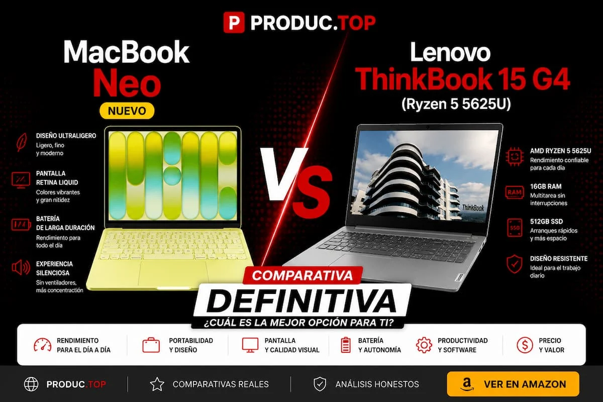 Apple MacBook Neo vs Lenovo ThinkBook 15 G4: Comparativa 2026