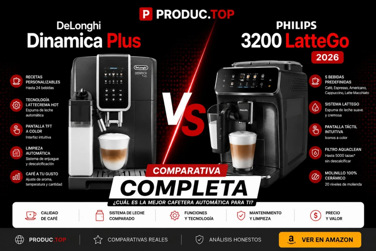 DeLonghi Dinamica Plus vs Philips 3200 LatteGo 2026: Comparativa Completa