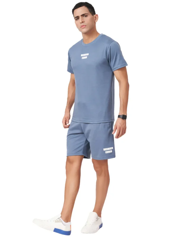 Steel Blue T-shirt And Shorts Co-Ord Set 2