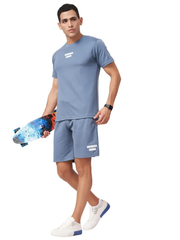 Steel Blue T-shirt And Shorts Co-Ord Set 4