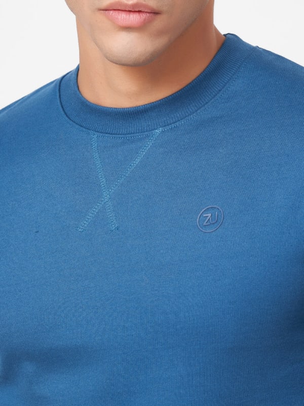 100% Cotton Round Neck Solid Regular Fit Full Sleeve Sweatshirt 4