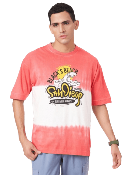 Dark Red Printed Half Sleeve Tie-Dye T-shirt