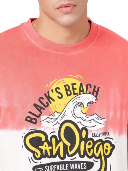 Dark Red Printed Half Sleeve Tie-Dye T-shirt 2