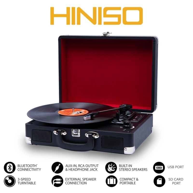 Hiniso Vinyl Record Player with 2-Way Bluetooth 2