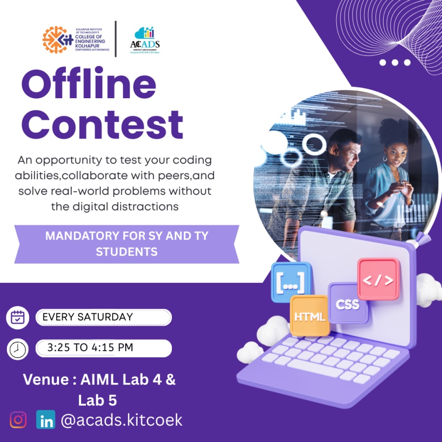 Offline Contests ACADS KITCoEK | Association of CSE AIML & DS Students