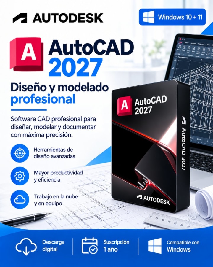 AutoCAD 2027 – Suscripción 1 año | Multilenguaje | Garantía Total