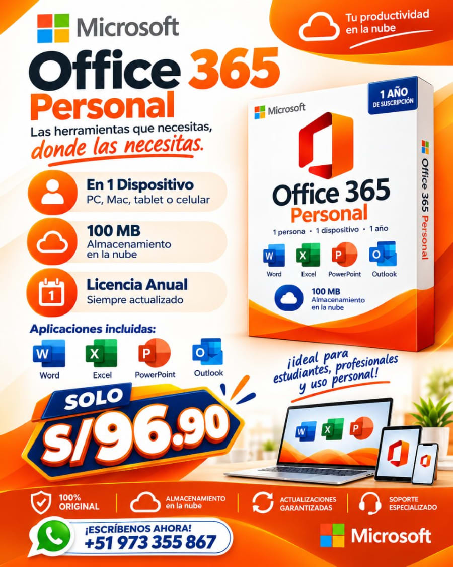 MICROSOFT OFFICE 365 Personal - Licencia Digital