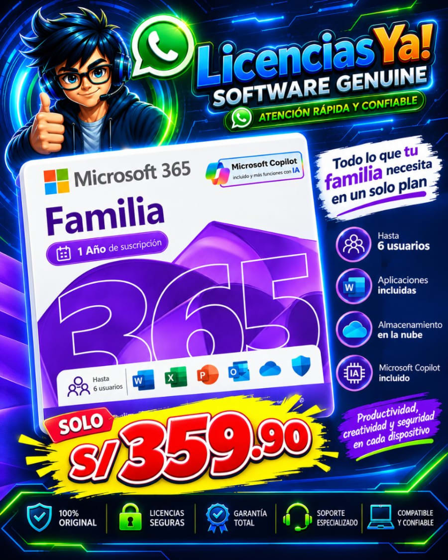 Office 365 Family 12 Meses con Copilot y Herramientas de IA