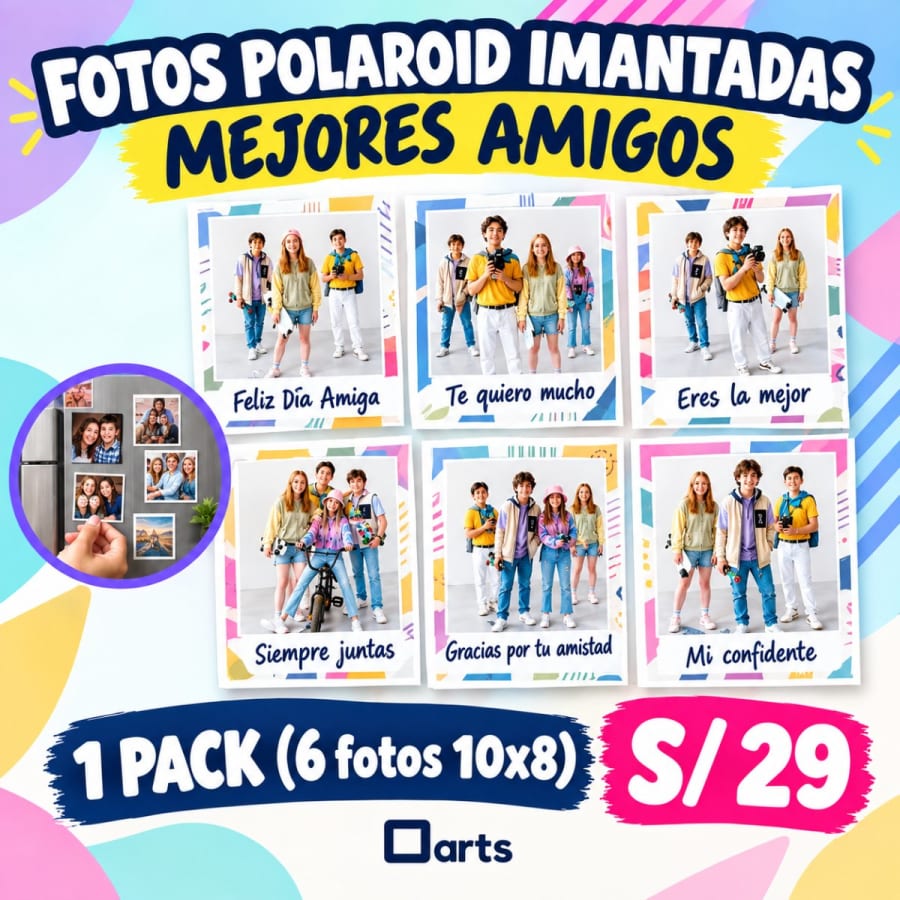 PACK 6 FOTOS IMANTADAS "MEJORES AMIGOS" POLAROID 10X8