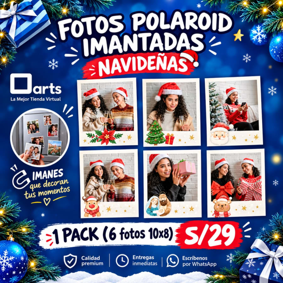 PACK 6 FOTOS IMANTADAS "NAVIDEÑAS" POLAROID 10X8