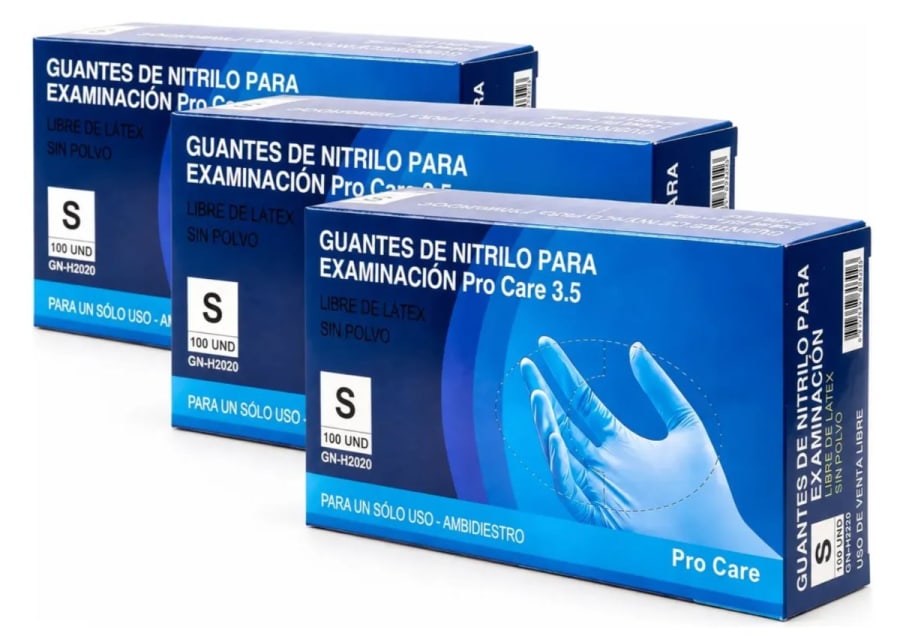 Guantes Nitrilo Celeste Desechables 300 Und (3 Cajas X 100)